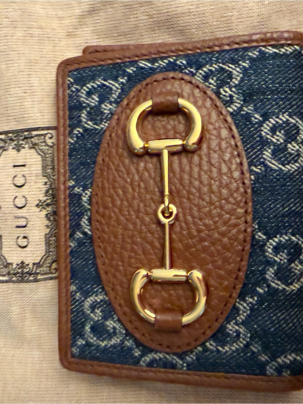Gucci Blue Denim and Brown Leather Crossbody Bag with Matching Wallet - Picture 11 of 16